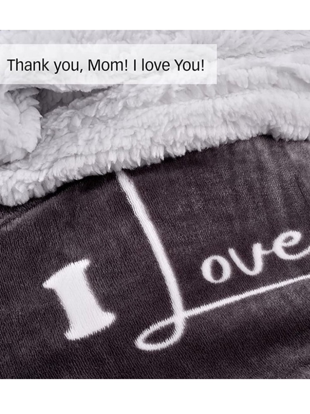 Mom Sherpa Throw Blanket – Smoke Gray | Double Layer Flannel & Sherpa | 60”x50” - Picture 6 of 7